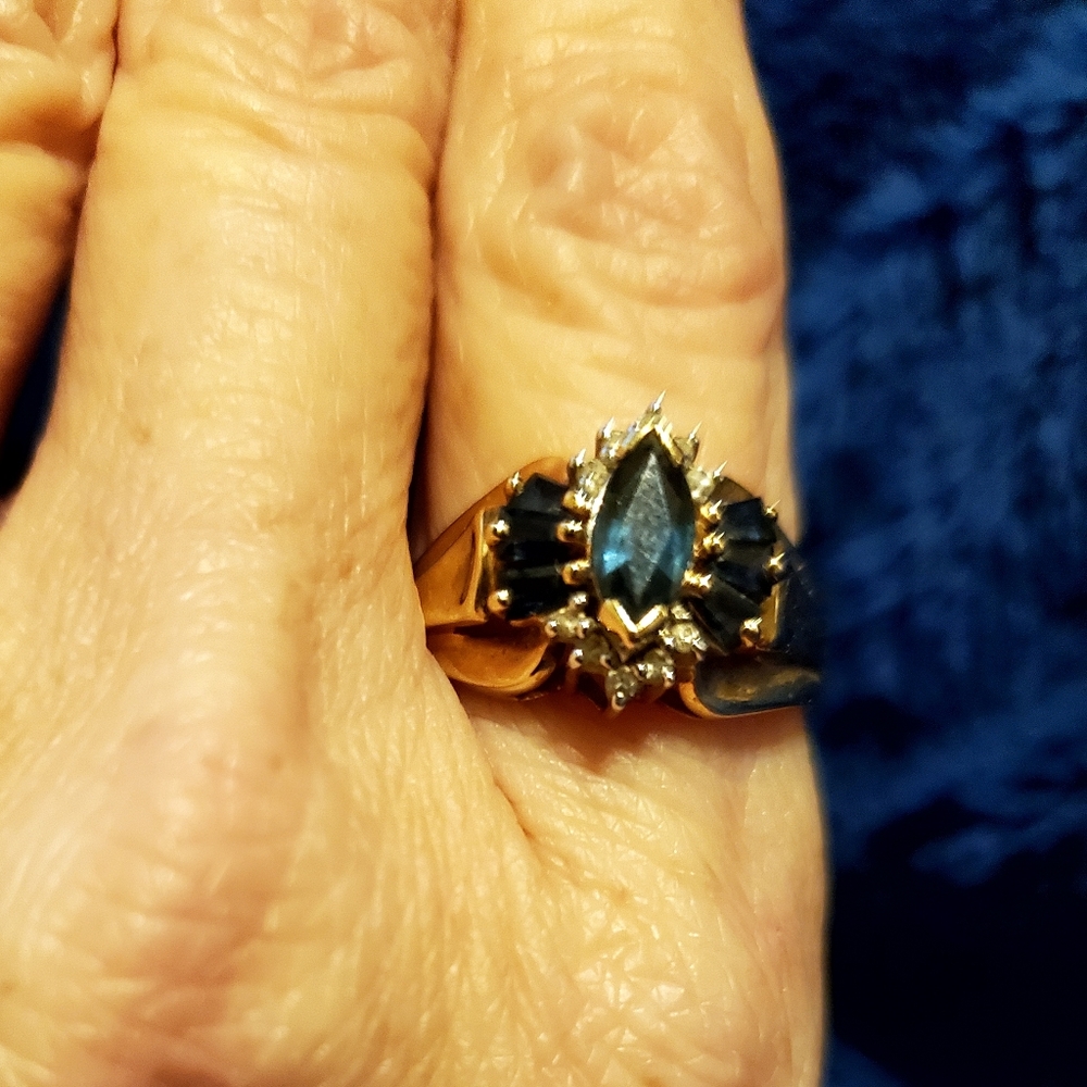 14k Marquise diamond ring baguettes diamonds